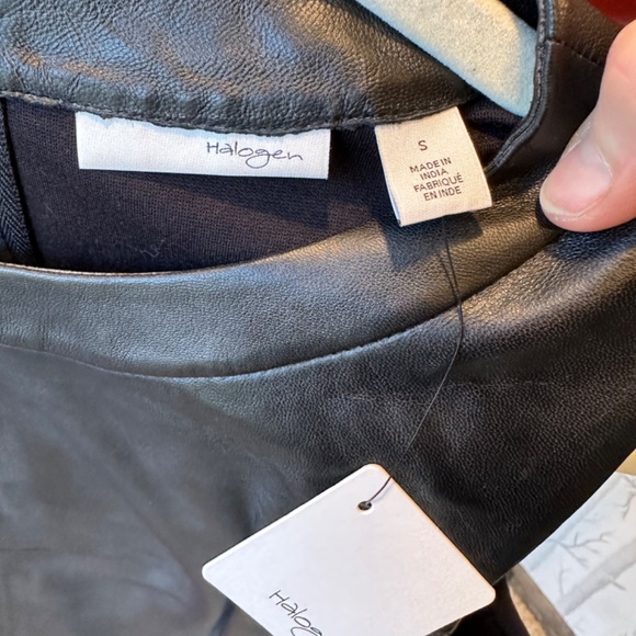 NWT Halogen Nordstrom Black LEATHER Top Size Small - Picture 4 of 7